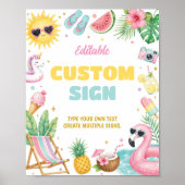 Mädchen Sommer Strand Geburtstagsfeier Tischschild Poster (Vorne)
