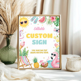 Mädchen Sommer Strand Geburtstagsfeier Tischschild Poster