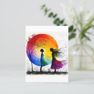 Mädchen Sonne Inspiration feminine Schönheit Liebe Postkarte