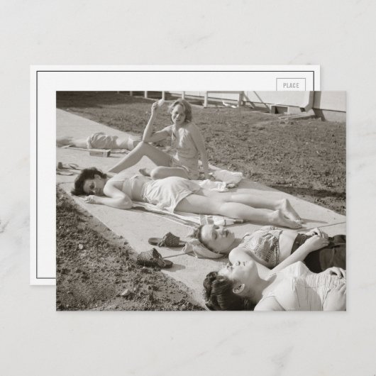 Mädchen Sonnenbaden, 1943 Postkarte (Vorne/Hinten)