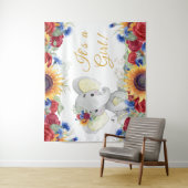 Mädchen Sonnenblume Elephant Babydusche Hintergrun Wandteppich (Beispiel)