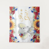 Mädchen Sonnenblume Elephant Babydusche Hintergrun Wandteppich (Vorderseite)