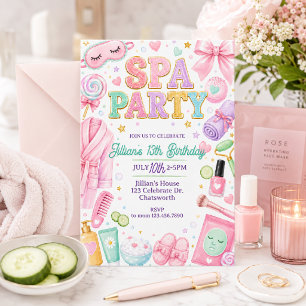 Mädchen-Spa-Party-Geburtstag   Übernachtung-Spa-Ta Einladung