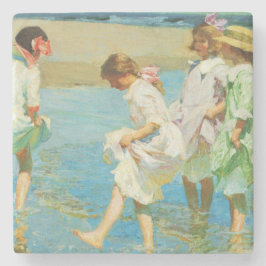 Mädchen Spazieren im Wasser am Meer Steinuntersetzer