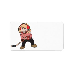 Mädchen-Spiel-Hockey auch Adressaufkleber