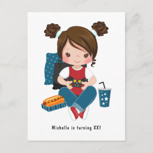 Mädchen-Spielabend-Videospiel-Party-Einladung Postkarte