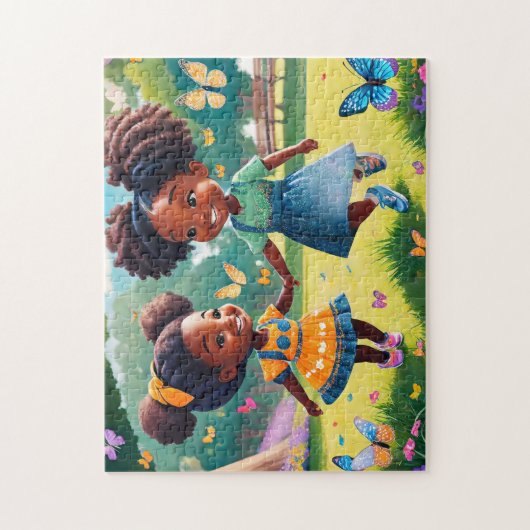 Mädchen spielen 4 kühne und schöne Jigsaw Puzzle (Vertikal)