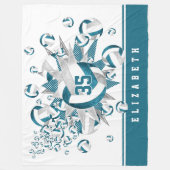 Mädchen spielen aquamarine graue Volleyballstars Fleecedecke (Vorderseite)