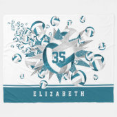 Mädchen spielen aquamarine graue Volleyballstars Fleecedecke (Vorderseite (Horizontal))