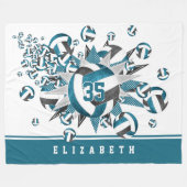 Mädchen spielen aquamarine schwarze Volleyball-Sta Fleecedecke (Vorderseite (Horizontal))