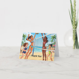 Mädchen spielen Beachvolleyball | Personalisieren Dankeskarte