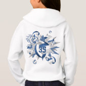 Mädchen spielen blaue graue Volleyballstars Hoodie (Rückseite)
