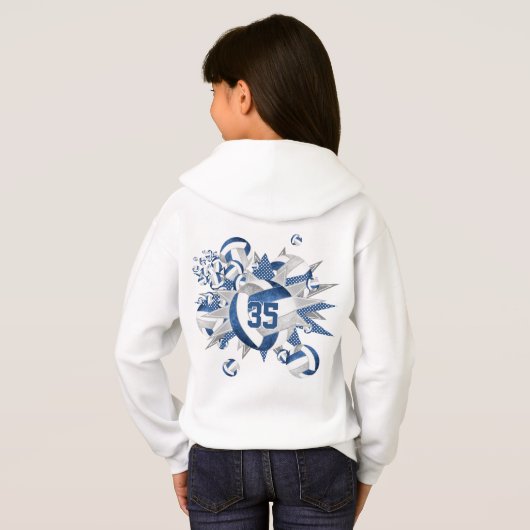 Mädchen spielen blaue graue Volleyballstars Hoodie (Schwarz voll)