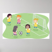 Mädchen spielen Fußball-Poster Poster (Vorne)