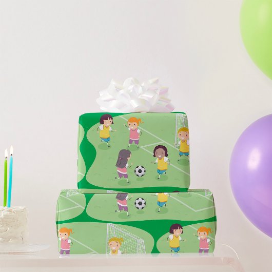 Mädchen spielen Fußball-Wrapping Paper Geschenkpapier