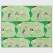 Mädchen spielen Fußball-Wrapping Paper Geschenkpapier (Flach)