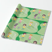 Mädchen spielen Fußball-Wrapping Paper Geschenkpapier (Ungerollt)