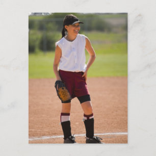Mädchen spielen gerne Baseball Postkarte