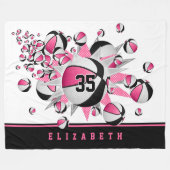 Mädchen spielen rosa schwarze Basketballstars Fleecedecke (Vorderseite (Horizontal))