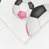 Mädchen spielen rosa schwarze Fußball-Muster Fleecedecke (Ecke)