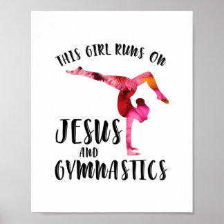 Mädchen spielt auf Jesus und Gymnastik - Acrobatic Poster