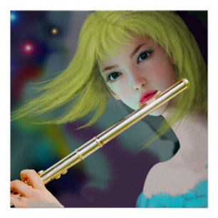 Mädchen spielt Flöte 2 Poster
