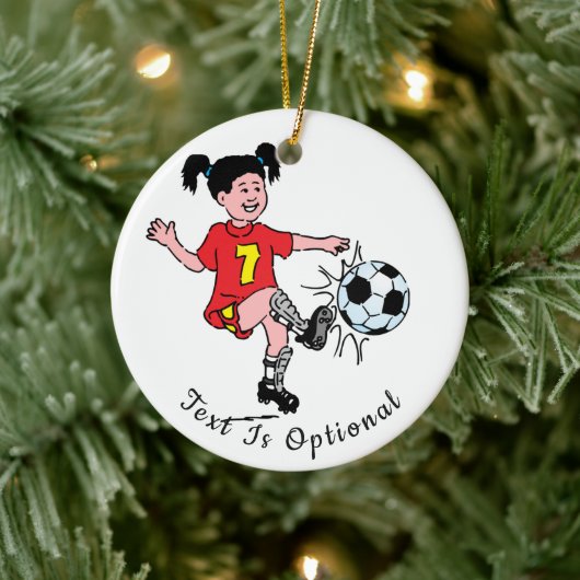 Mädchen spielt Fußball Keramik Ornament (Baum)