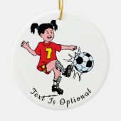 Mädchen spielt Fußball Keramik Ornament (Vorne)