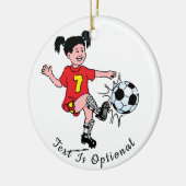 Mädchen spielt Fußball Keramik Ornament (Links)