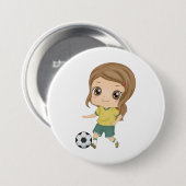 Mädchen spielt Fußball Süße Kindersportarten Button (Vorne & Hinten)