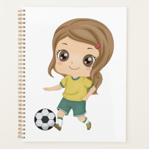 Mädchen spielt Fußball Süße Kindersportarten Planer