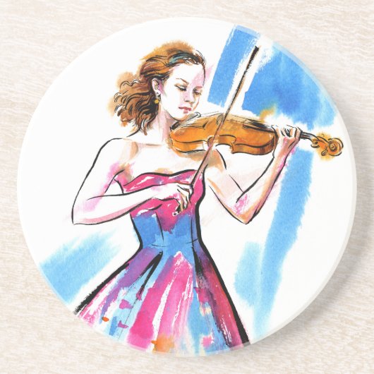 Mädchen spielt Geige Getränkeuntersetzer (Vorne)