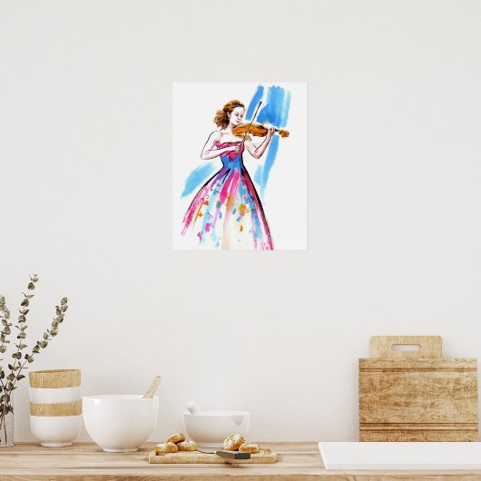 Mädchen spielt Geige Poster (Küche)