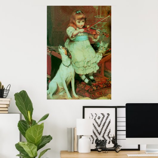 Mädchen spielt Geige Poster (Heimbüro)