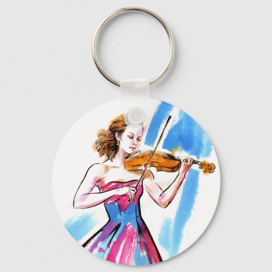 Mädchen spielt Geige Schlüsselanhänger (Vorderseite)