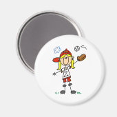 Mädchen spielt Softball-Magnet Magnet (Vorderseite/Rückseite)