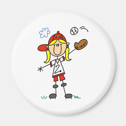Mädchen spielt Softball-Magnet Magnet (Vorne)