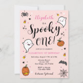 Mädchen Spooky Ein Halloween 1. Geburtstag Einladung (Vorderseite)