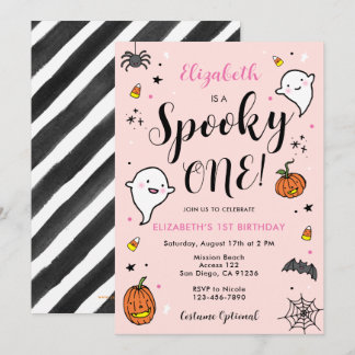 Mädchen Spooky Ein Halloween 1. Geburtstag Einladung