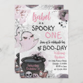 Mädchen Spooky ein Halloween Geburtstag Einladung (Vorne/Hinten)