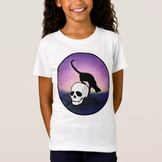 MÄDCHEN SPOOKY SKULL CAT T-Shirt (Vorderseite)