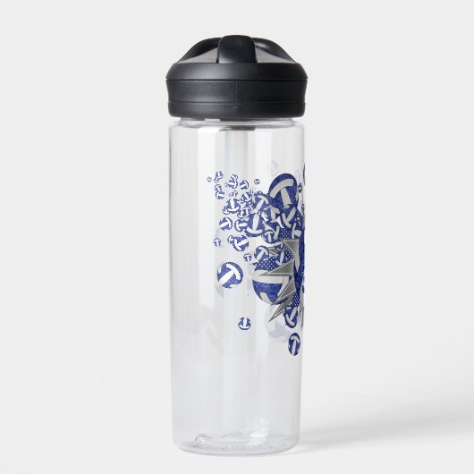 Mädchen Sporenblau-weiße Volleyballstars Trinkflasche (Vorderseite)