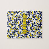 Mädchen Sport Blue Gold Volleyball Team Farben Puzzle (Horizontal)