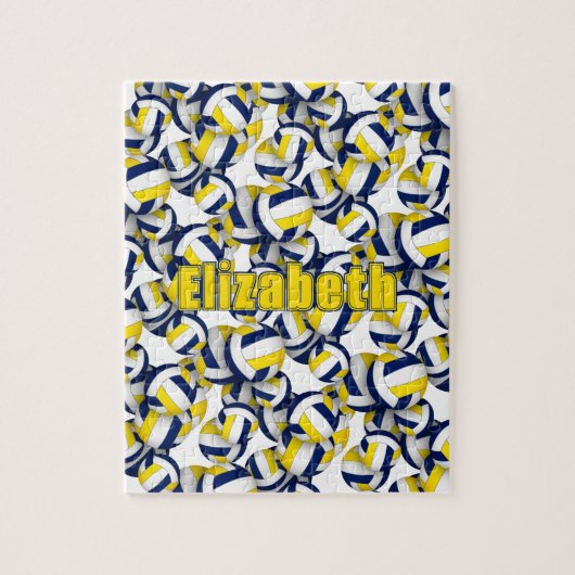 Mädchen Sport Blue Gold Volleyball Team Farben Puzzle (Vertikal)