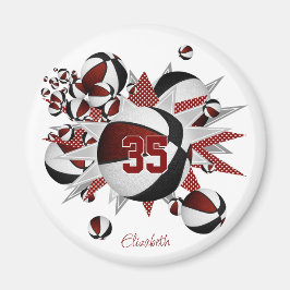 Mädchen Sportgeschenke Maroon schwarze Basketball  Magnet