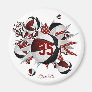 Mädchen Sportgeschenke Maroon schwarze Basketball Magnet