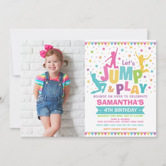 Mädchen springen einladung (Vorderseite)