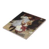 Mädchen springen mit einem Skipferd Fliese (Seite)