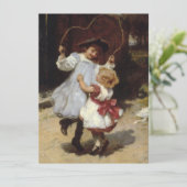 Mädchen springen mit einem Skipferd Karte (Stehend Vorderseite)