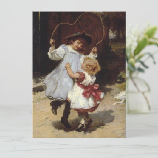 Mädchen springen mit einem Skipferd Karte (Stehend Vorderseite)